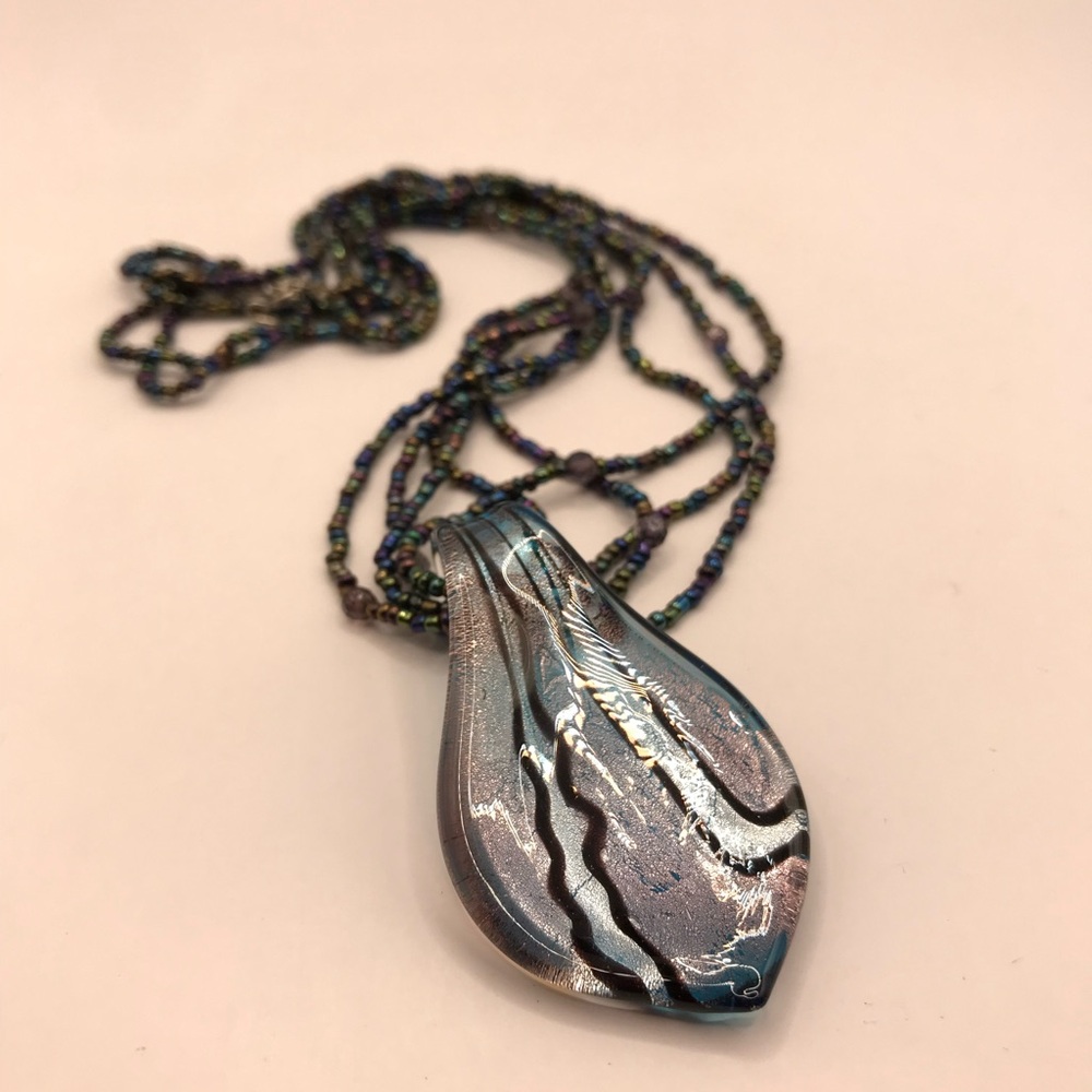 2 Multi-Strand Seed Bead & Glass pendant Necklaces - Picture 7 of 7